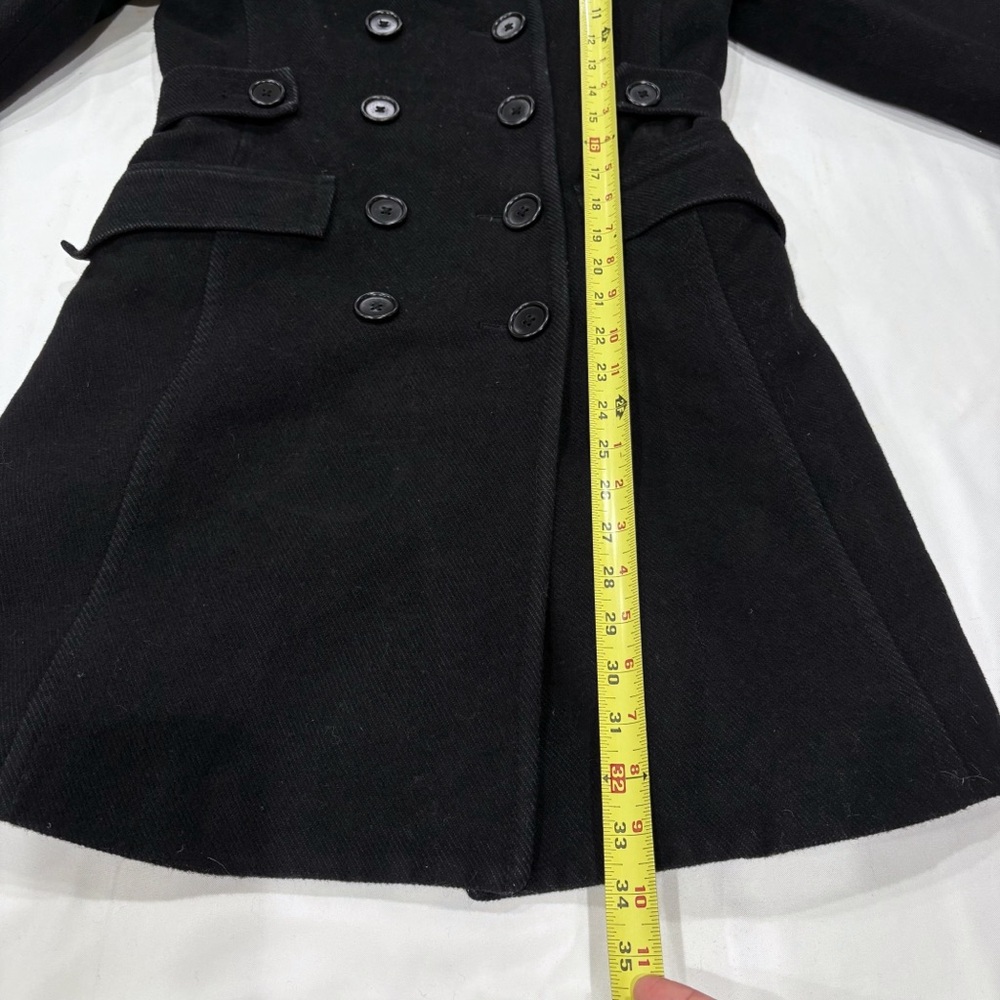 Club Monaco Women Peacoat XS Black Wool Blend Double Breasted Minimalist Chic - Picture 11 of 11